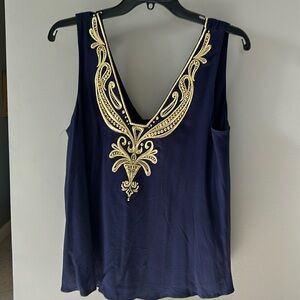 Lilly Pulitzer Gold Embellished Tank Top size M